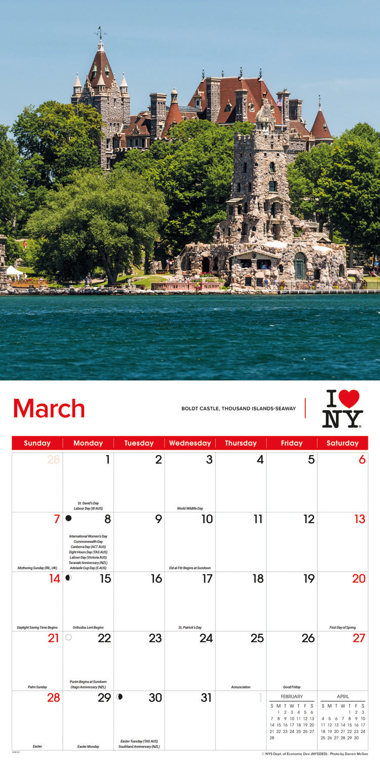 I Love NY, State Wall Calendar 2027