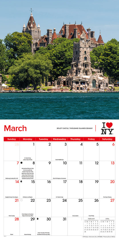 I Love NY, State Wall Calendar 2027