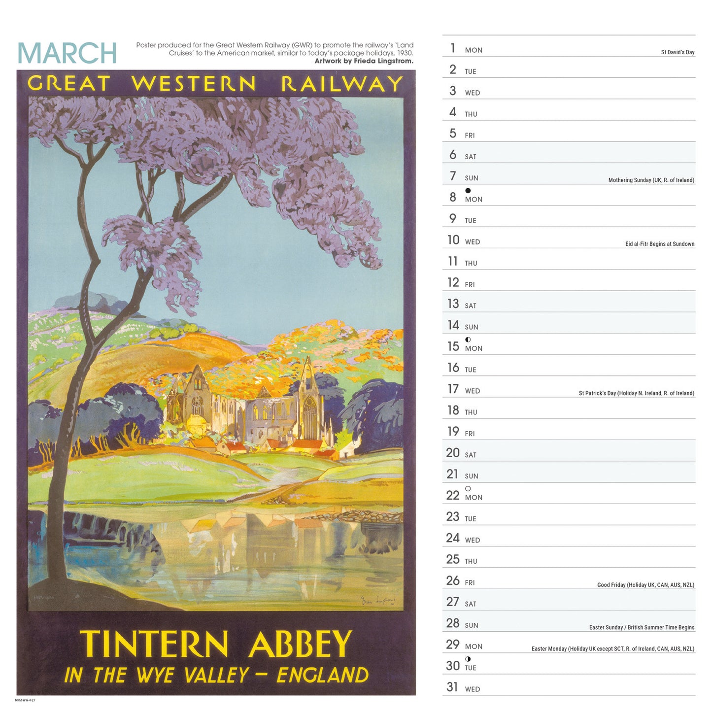 Wales Poster Art NRM Wiro Wall Calendar 2027