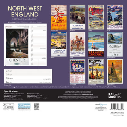 North West England Poster Art NRM Wiro Wall Calendar 2027