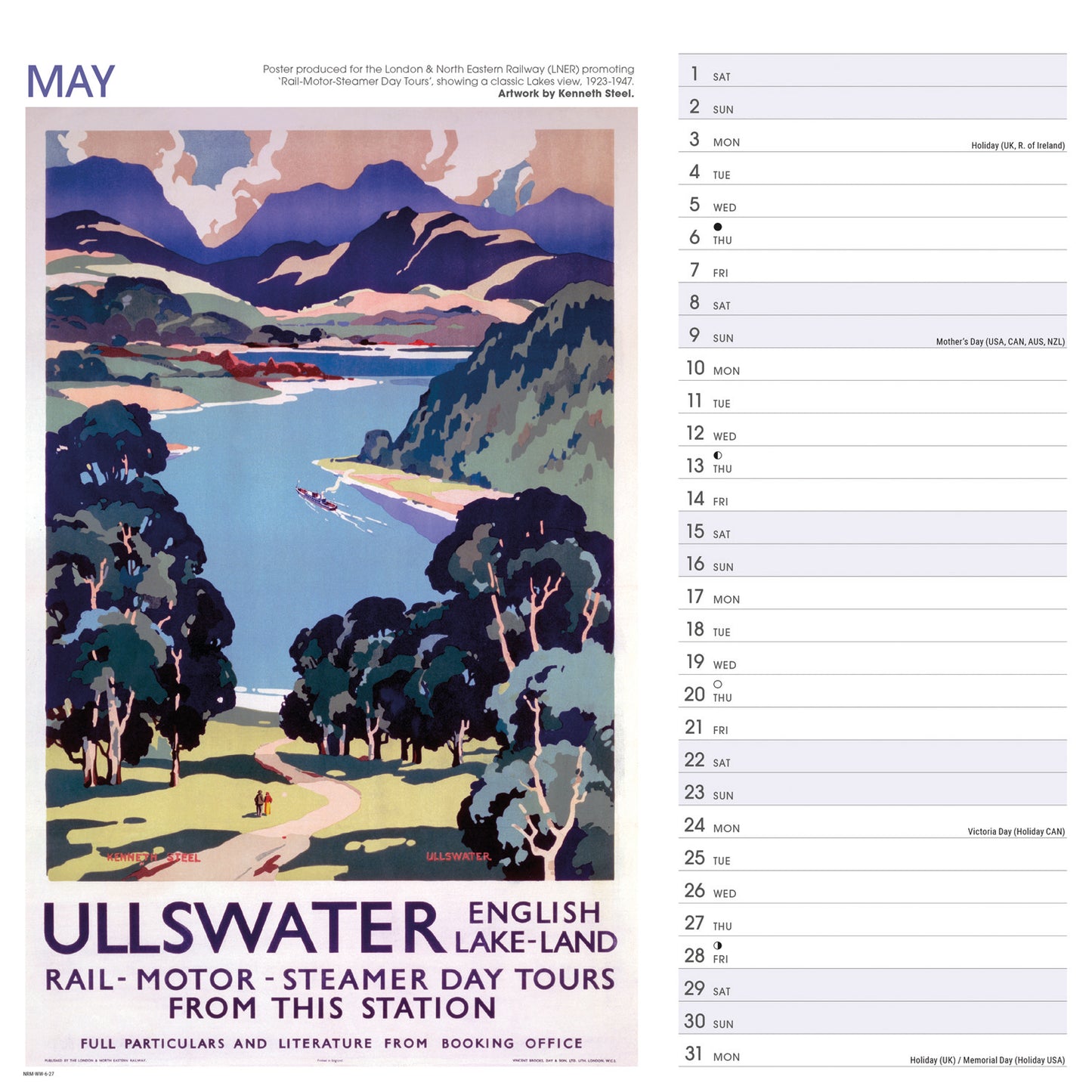 North West England Poster Art NRM Wiro Wall Calendar 2027