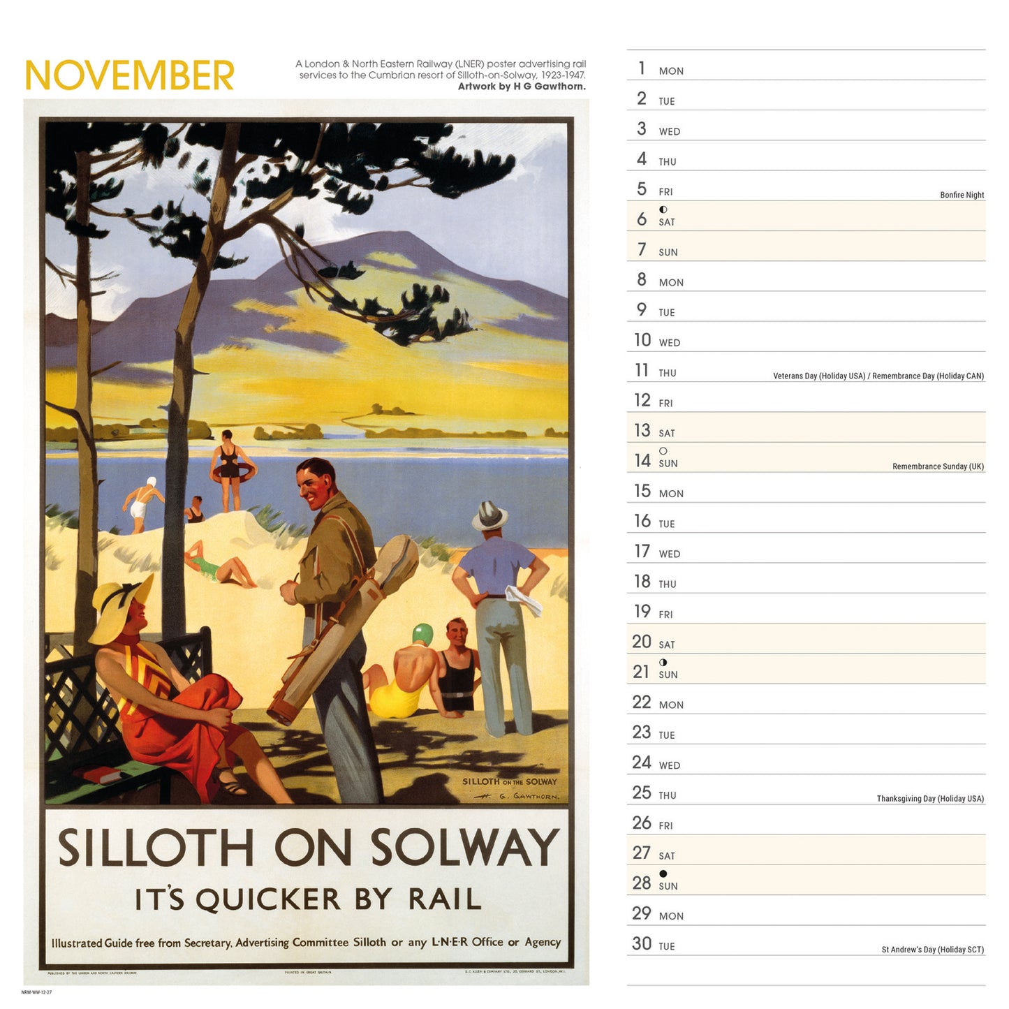 North West England Poster Art NRM Wiro Wall Calendar 2027