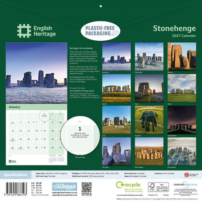 English Heritage, Stonehenge Wall Calendar 2027