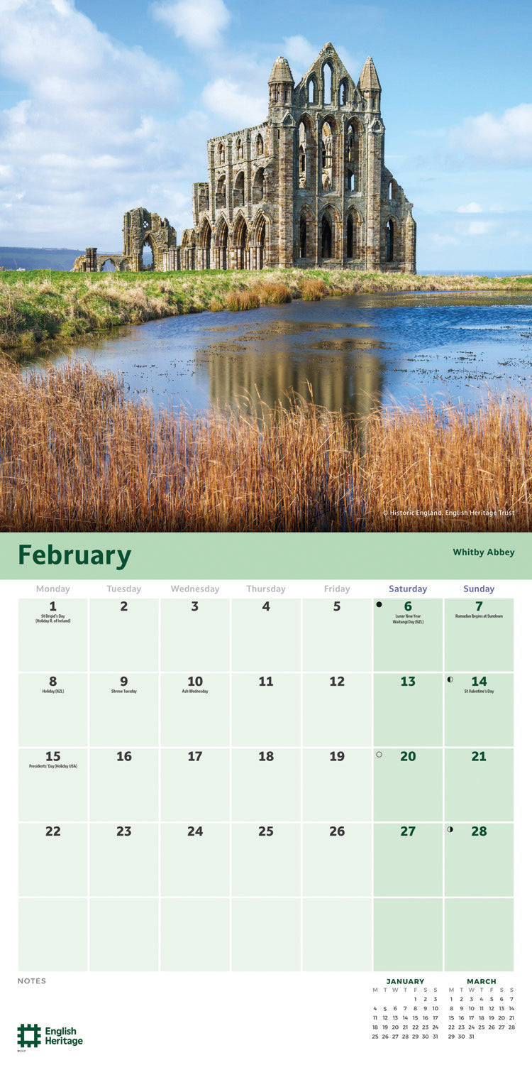 English Heritage, England Treasures Wall Calendar 2027