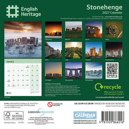 English Heritage, Stonehenge Mini Calendar 2027