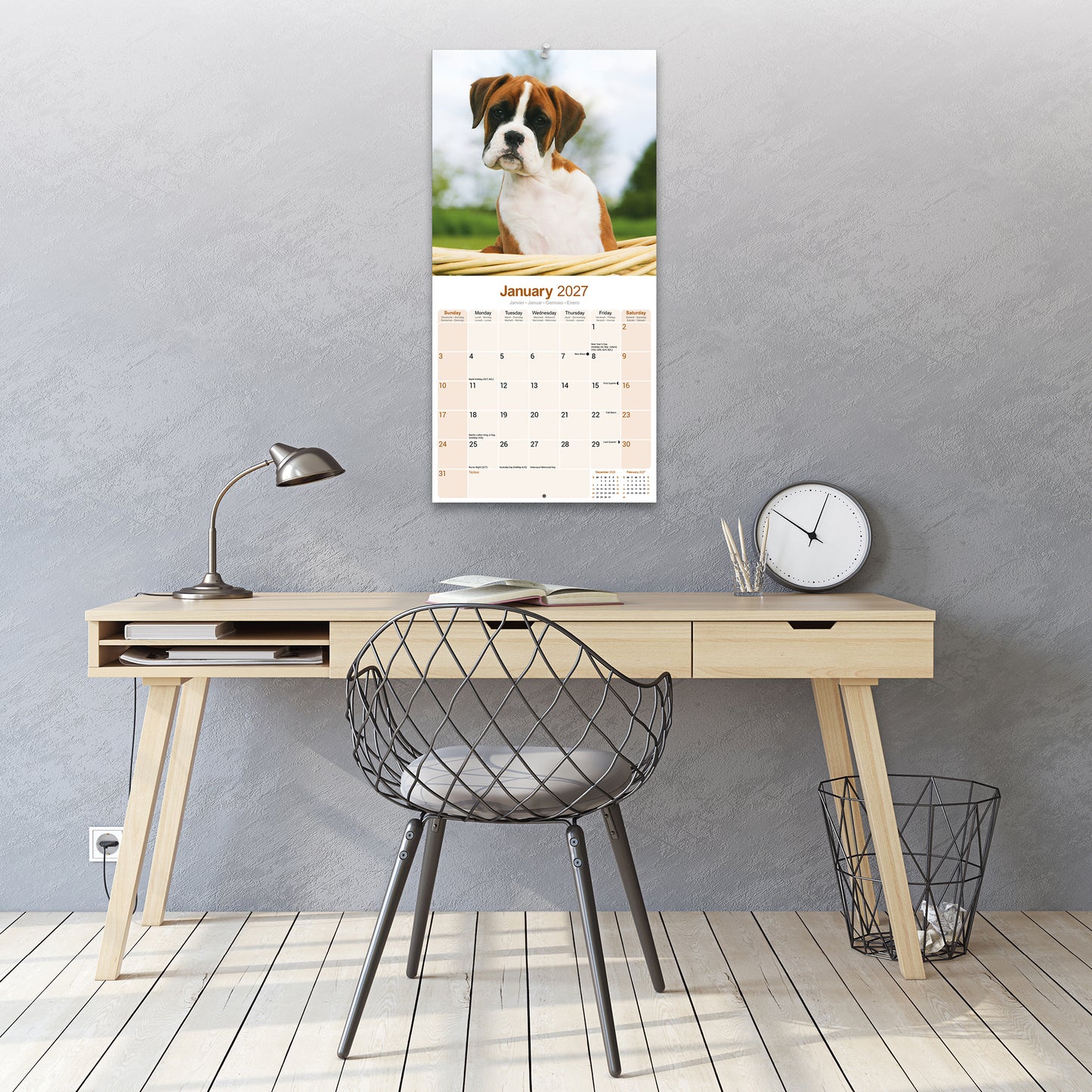 Boxer Puppies Wall Calendar 2027
