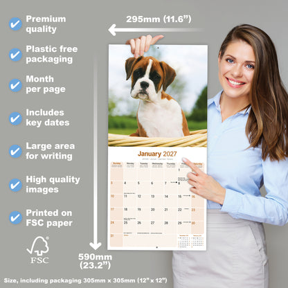Boxer Puppies Wall Calendar 2027