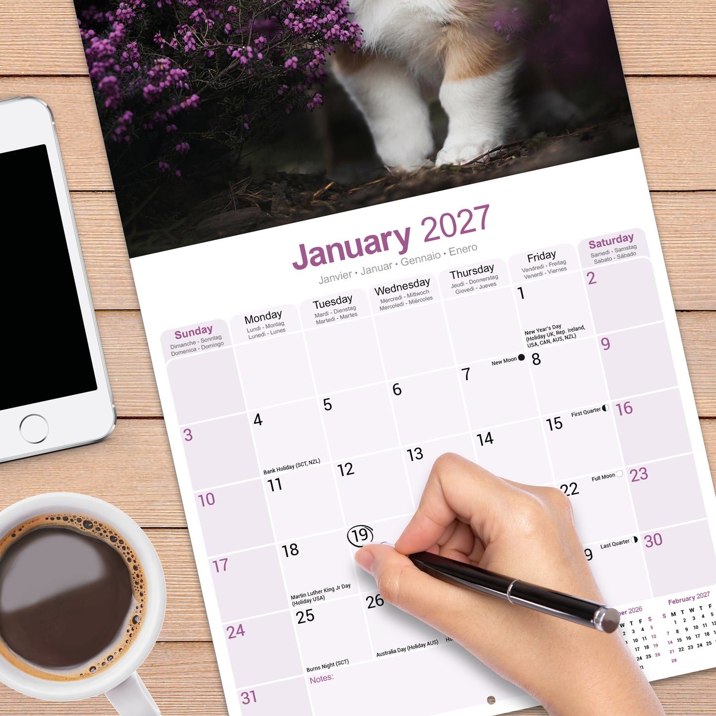 Corgi Wall Calendar 2027