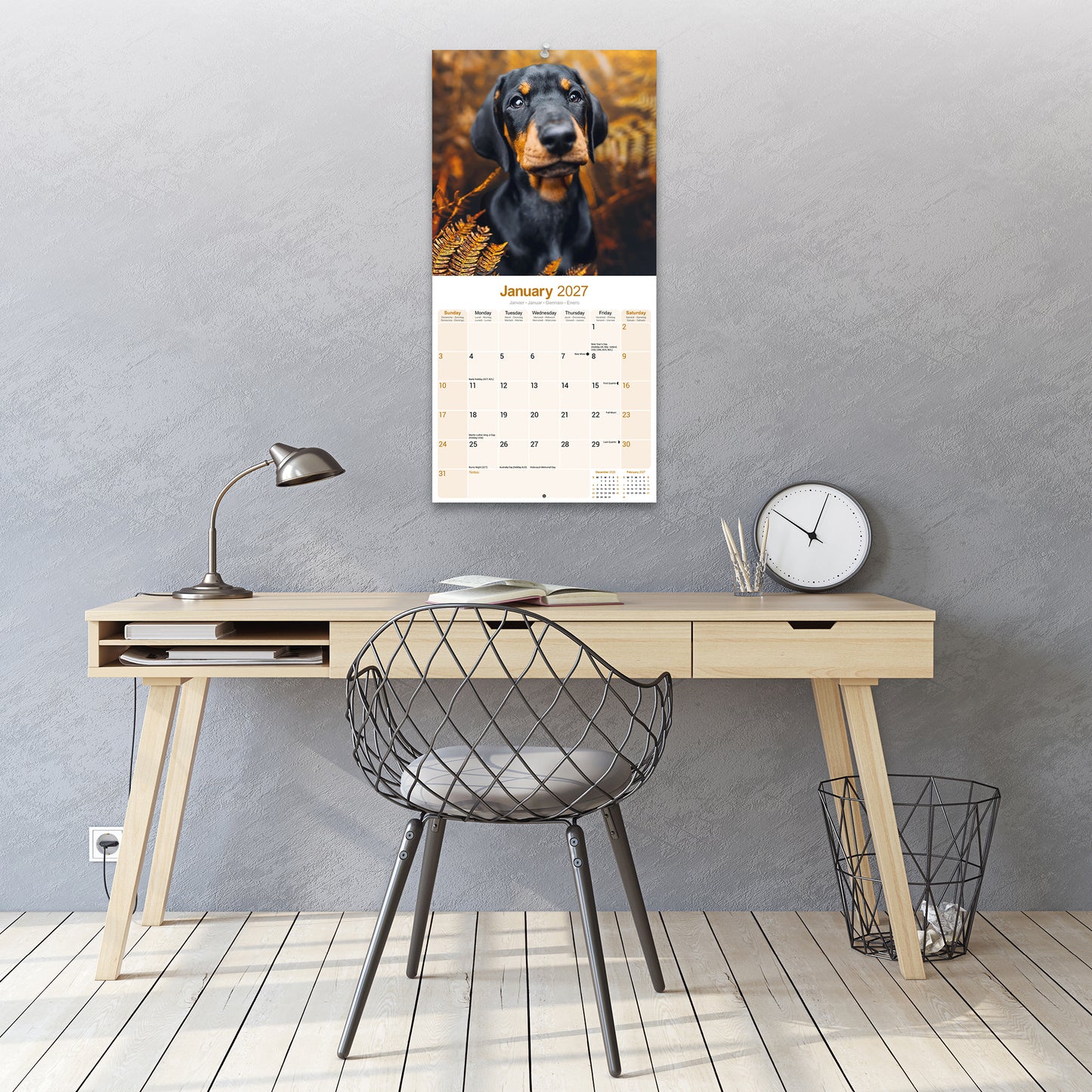 Dobermann Wall Calendar 2027
