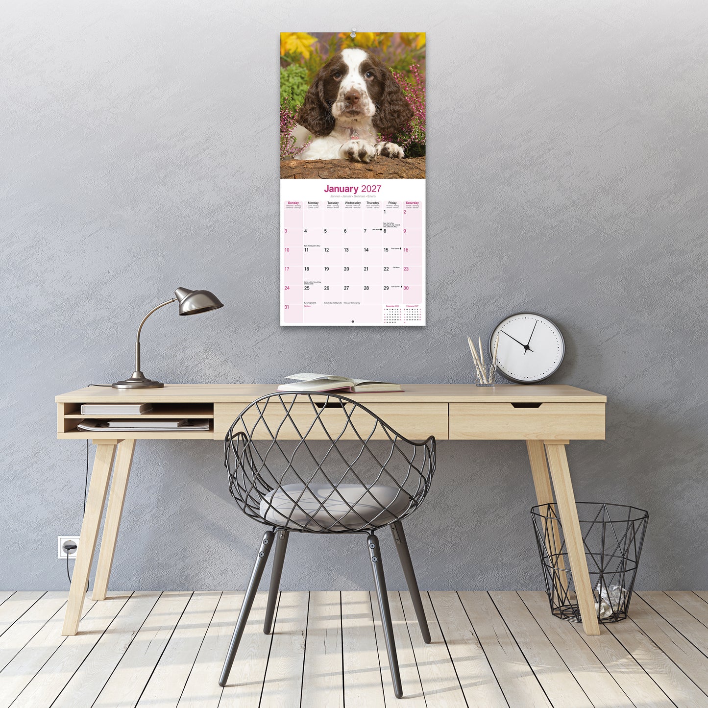 English Springer Spaniel Wall Calendar 2027
