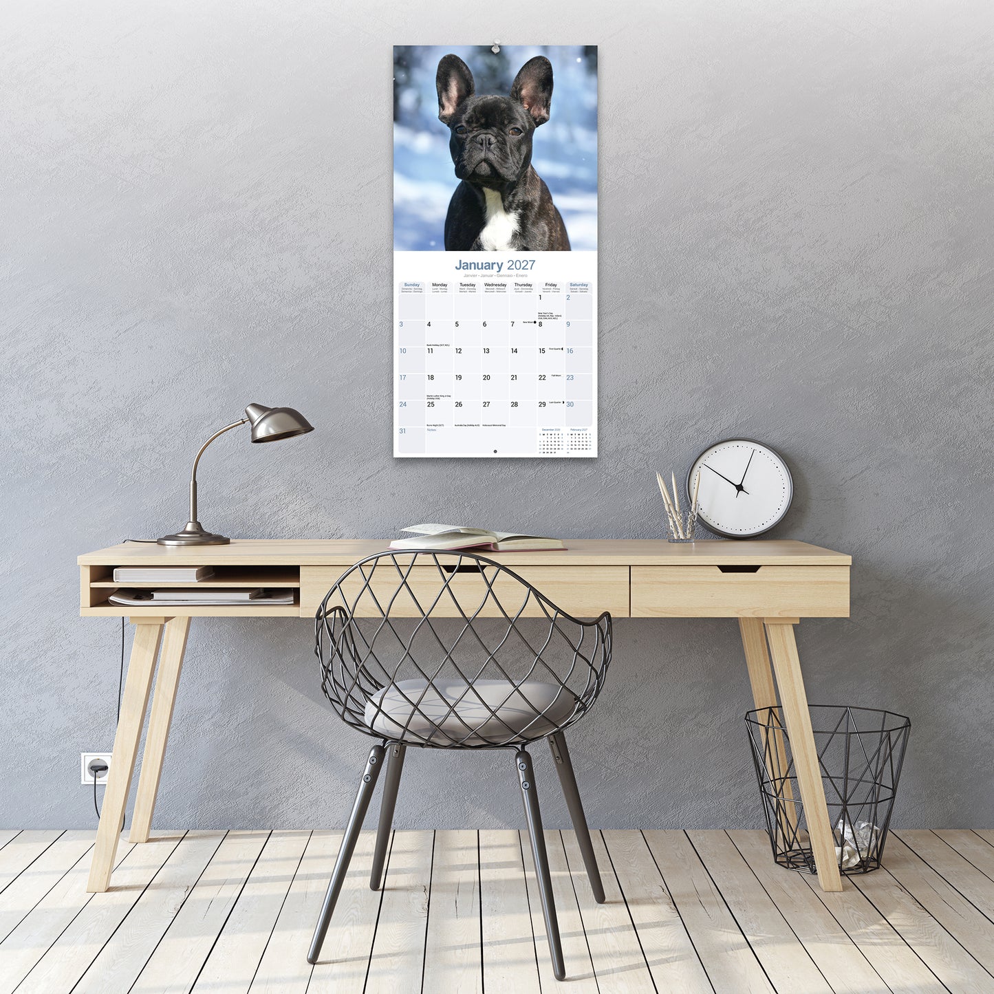French Bulldog Wall Calendar 2027