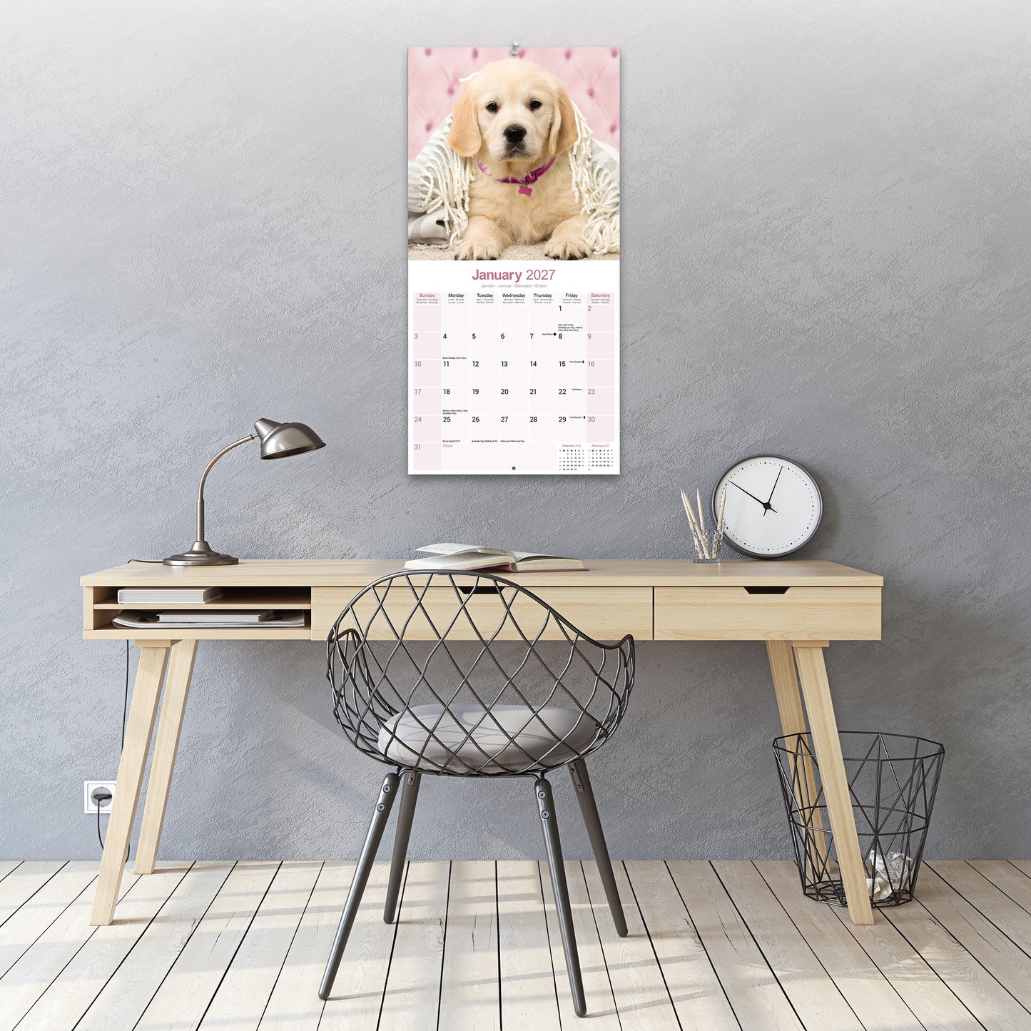 Golden Retriever Wall Calendar 2027