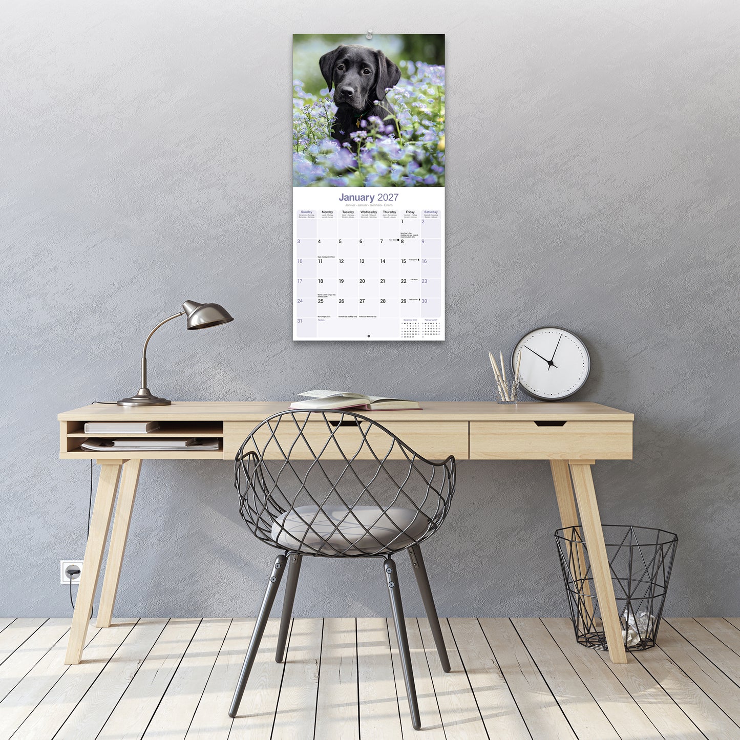 Labrador Retriever Black Wall Calendar 2027
