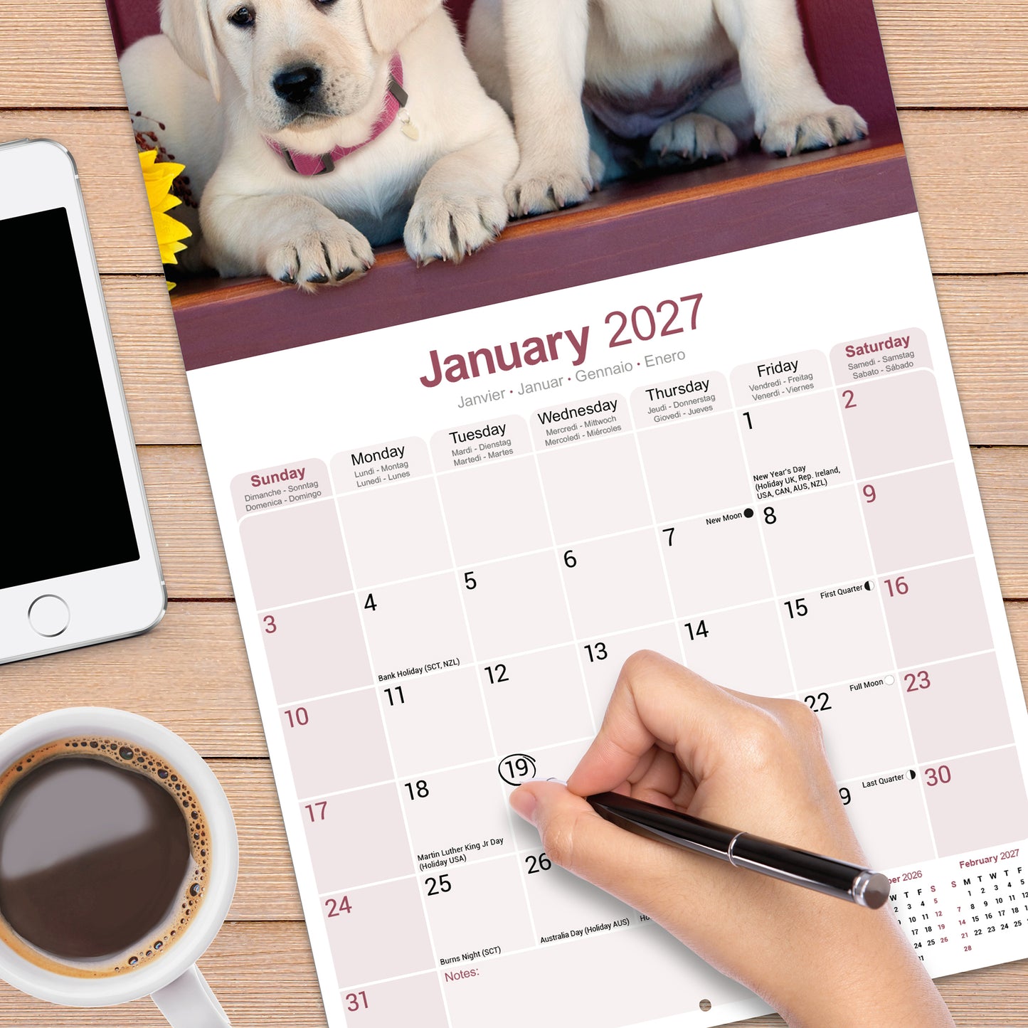 Labrador Retriever Yellow Wall Calendar 2027