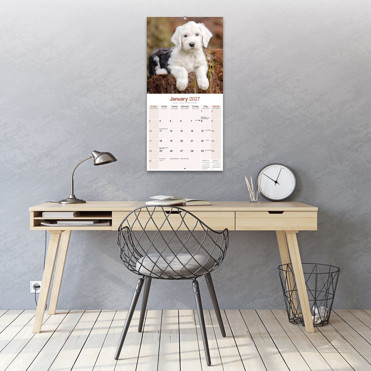 Old English Sheepdog Wall Calendar 2027