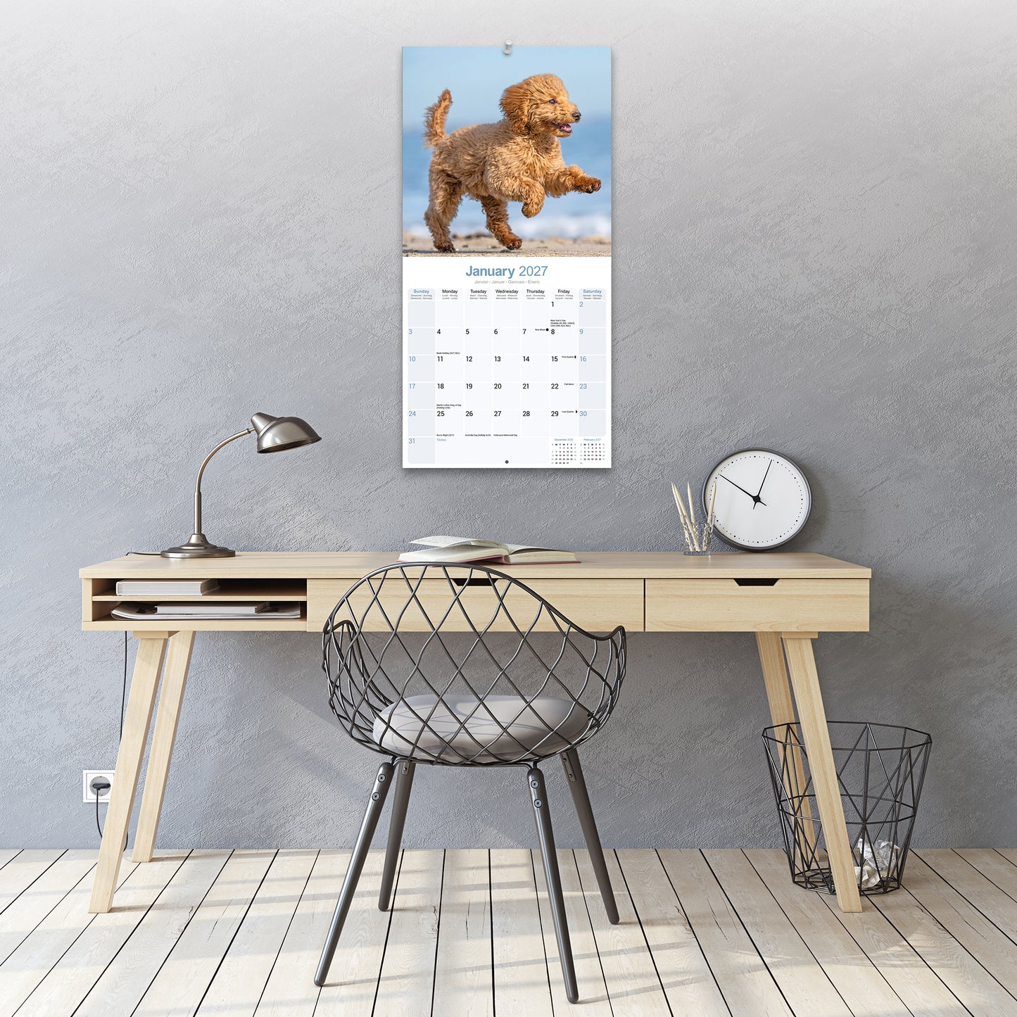 Poodle Wall Calendar 2027
