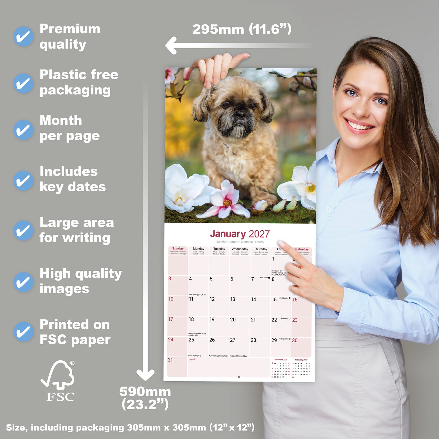 Shih Tzu Wall Calendar 2027