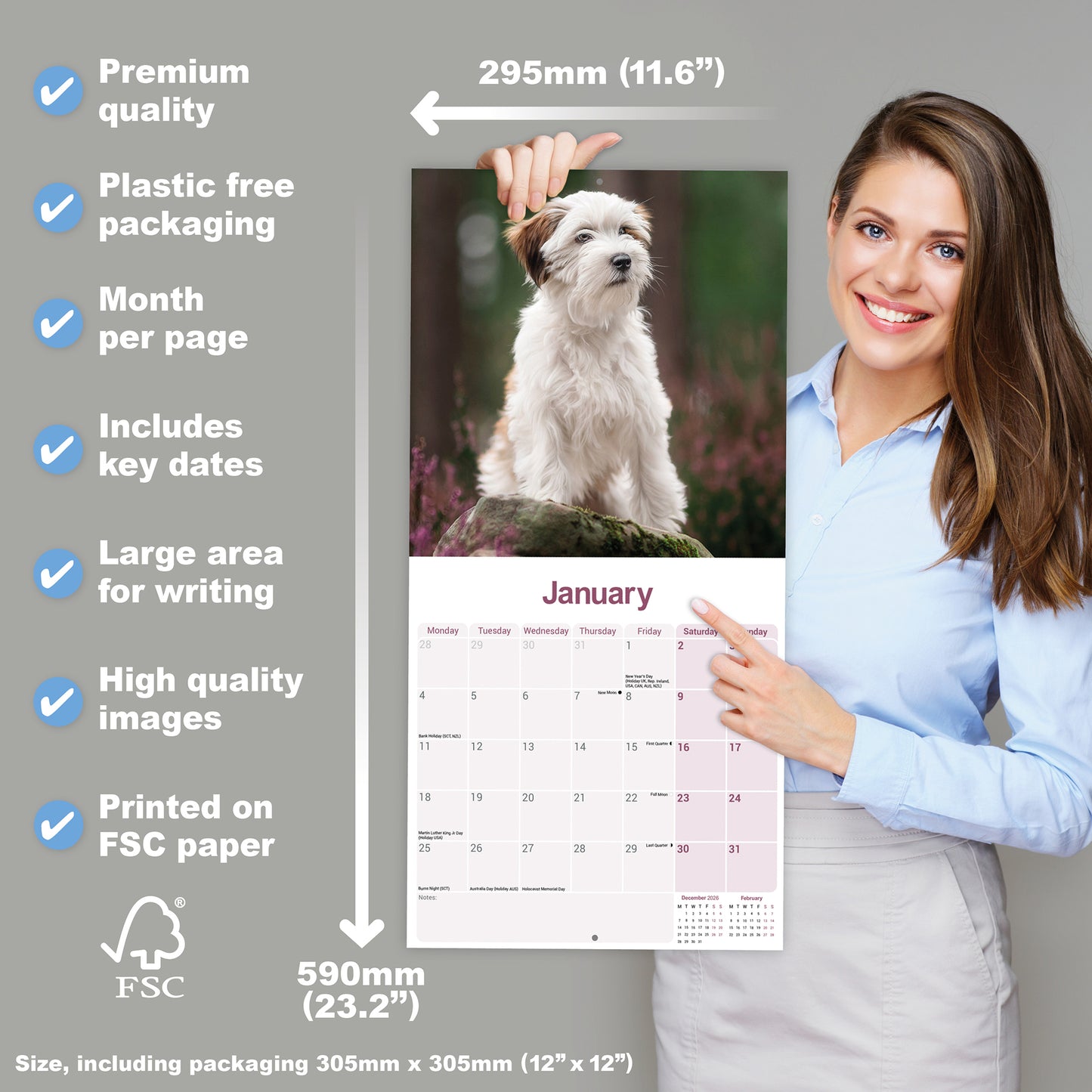 Tibetan Terrier Wall Calendar 2027