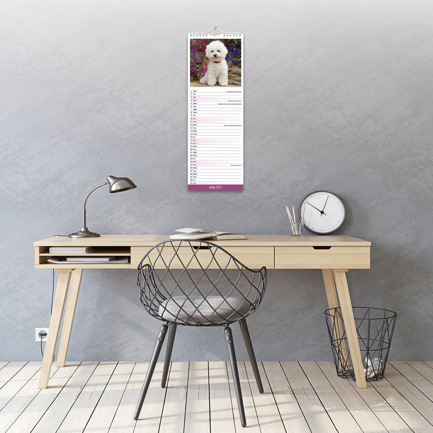 Bichon Frise Slim Calendar 2027