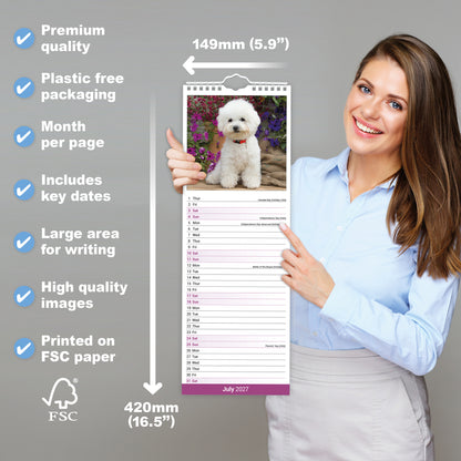Bichon Frise Slim Calendar 2027