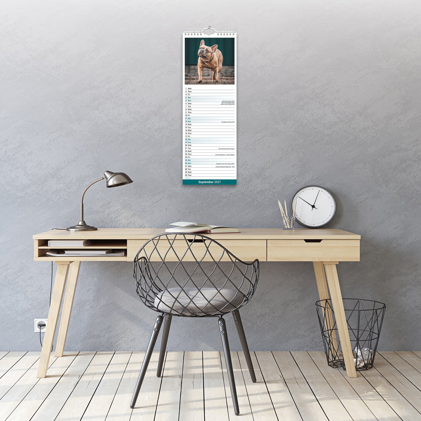 French Bulldog Slim Calendar 2027