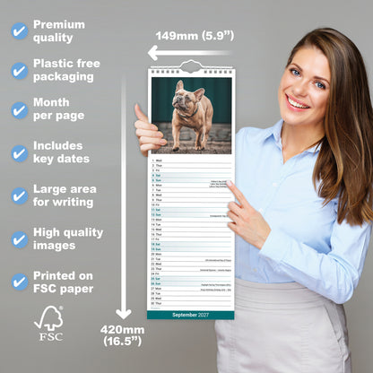 French Bulldog Slim Calendar 2027