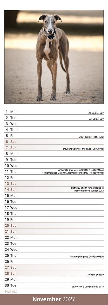 Greyhound Slim Calendar 2027