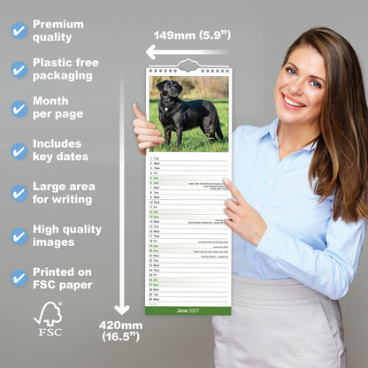 Labrador Retriever Black Slim Calendar 2027