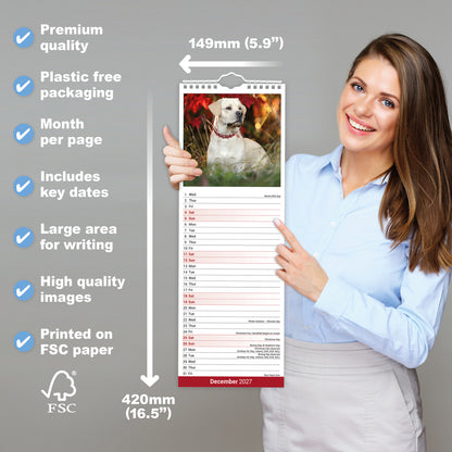 Labrador Retriever Yellow Slim Calendar 2027