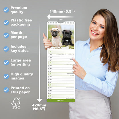 Pug Slim Calendar 2027