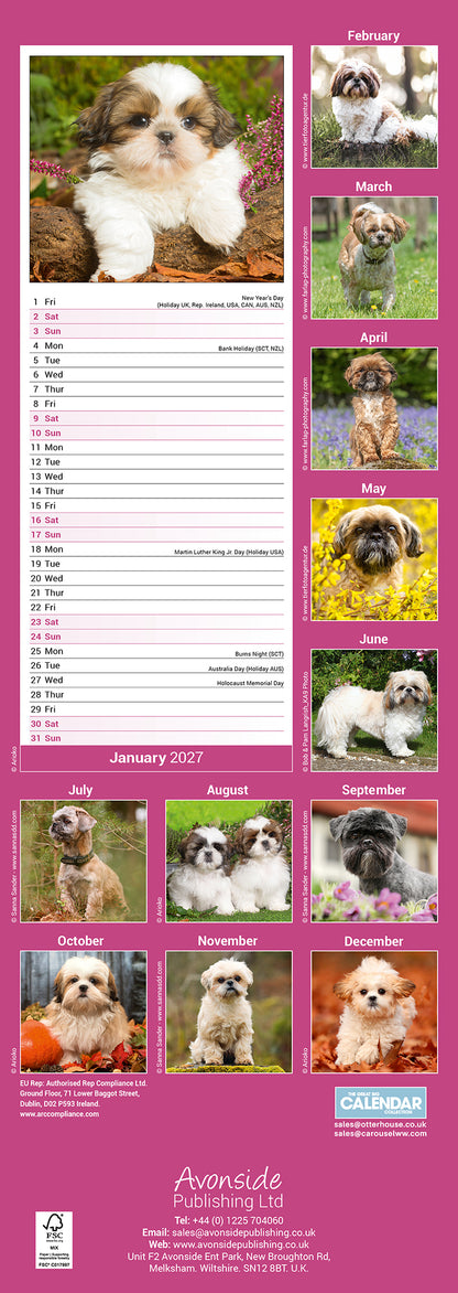 Shih Tzu Slim Calendar 2027