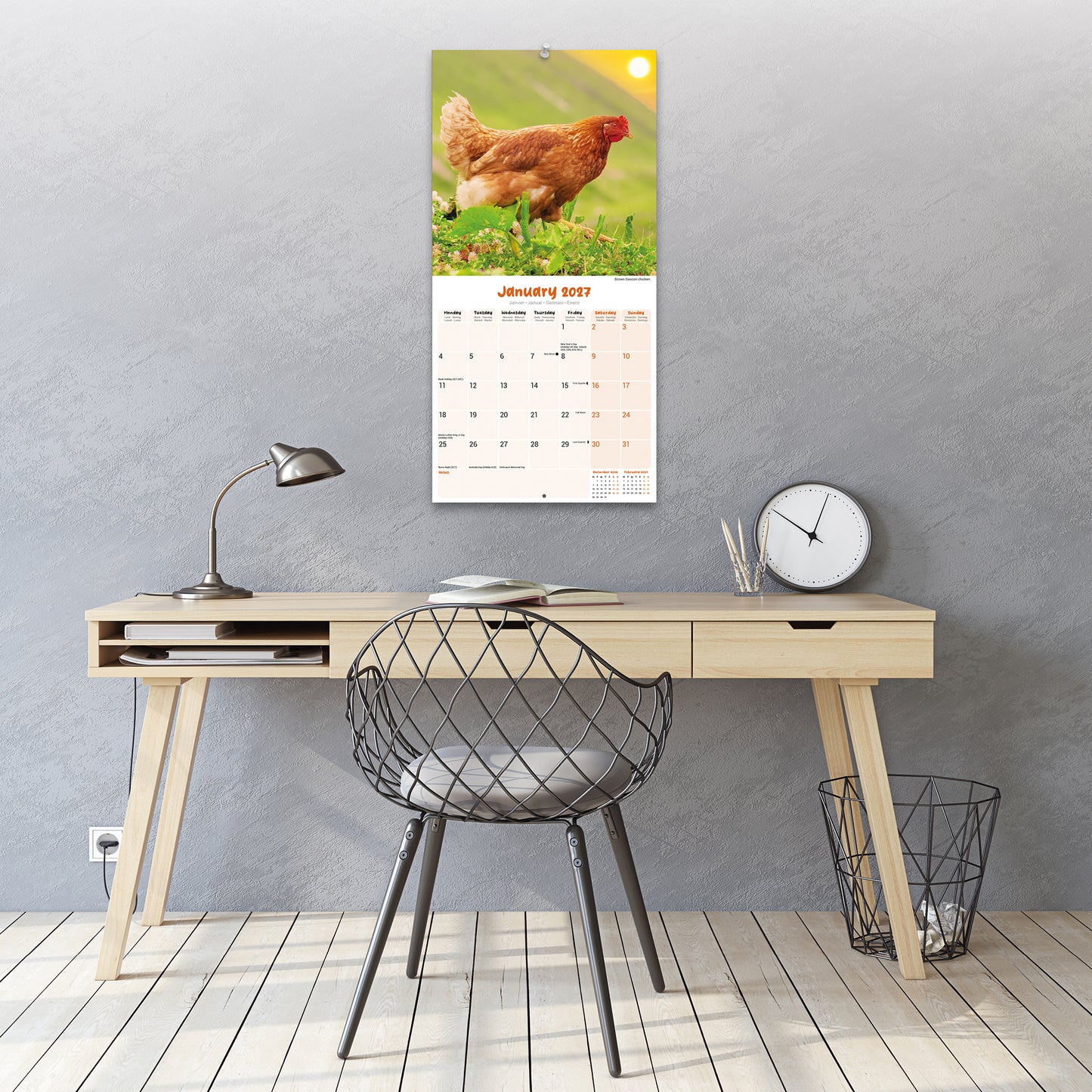 Chickens Wall Calendar 2027