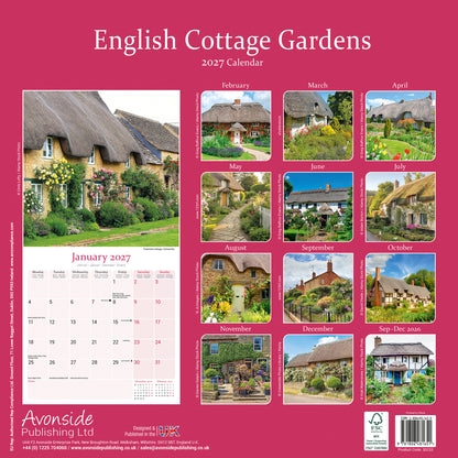 English Cottage Gardens Wall Calendar 2027