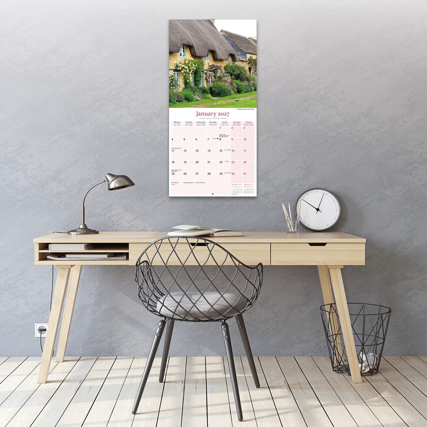 English Cottage Gardens Wall Calendar 2027
