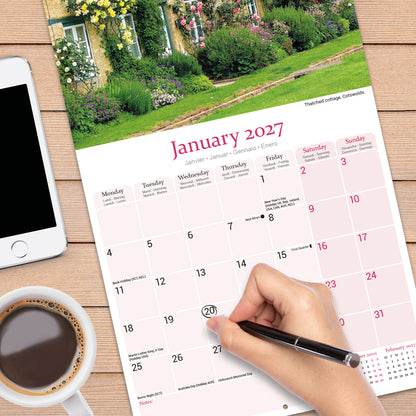 English Cottage Gardens Wall Calendar 2027