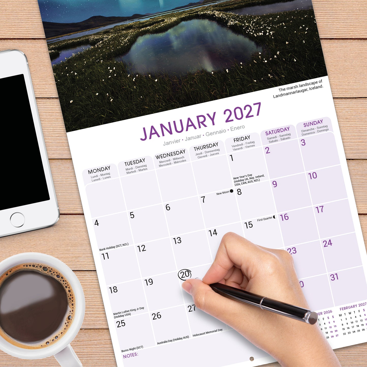Northern Lights Wall Calendar 2027
