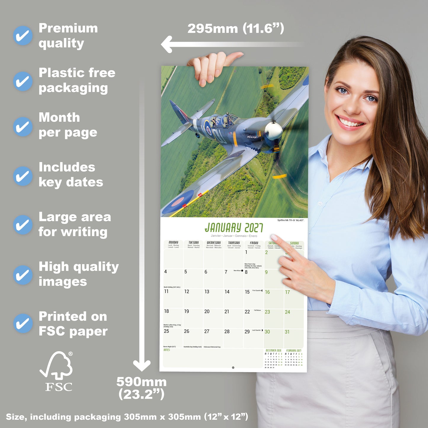 Spitfires Wall Calendar 2027