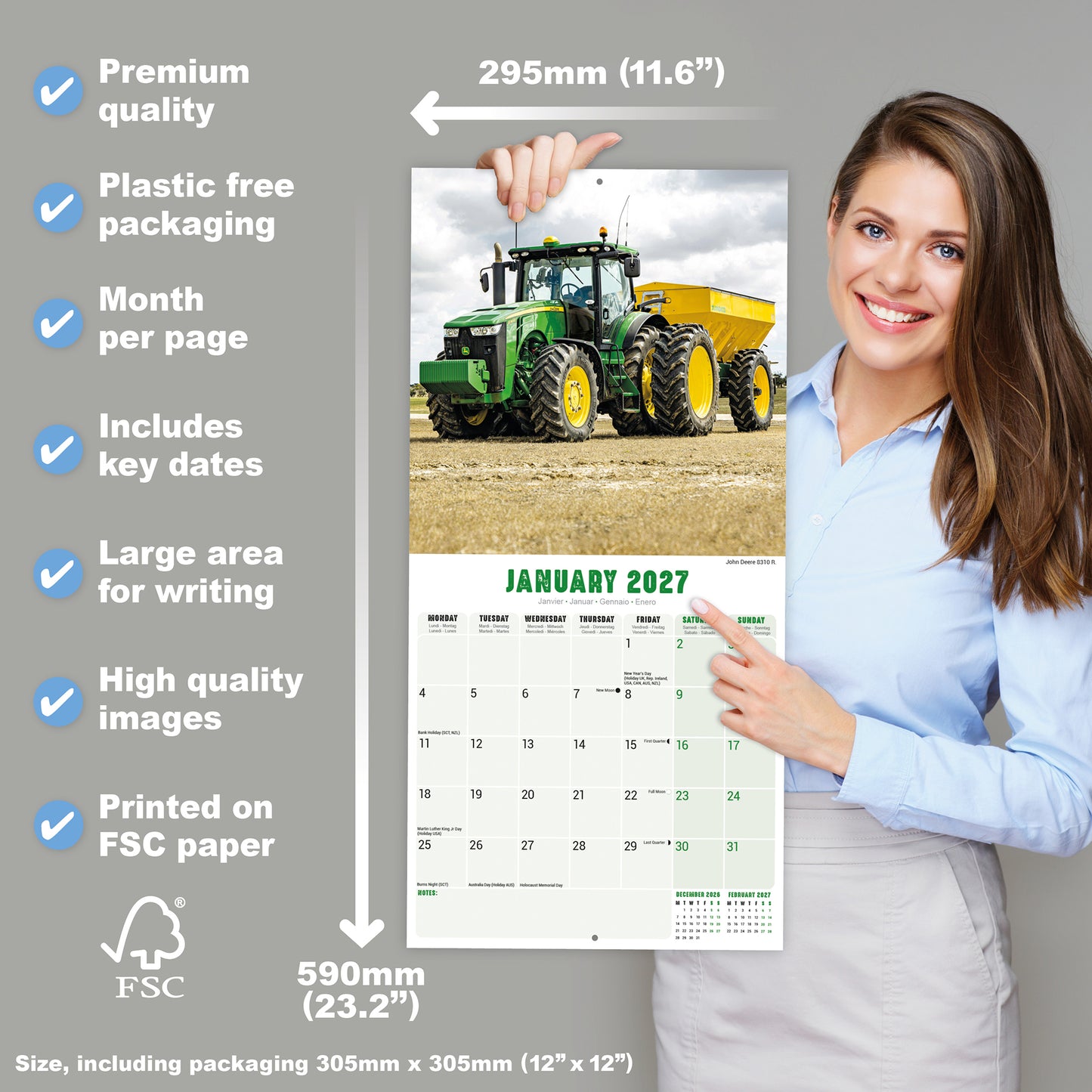 Tractors Wall Calendar 2027