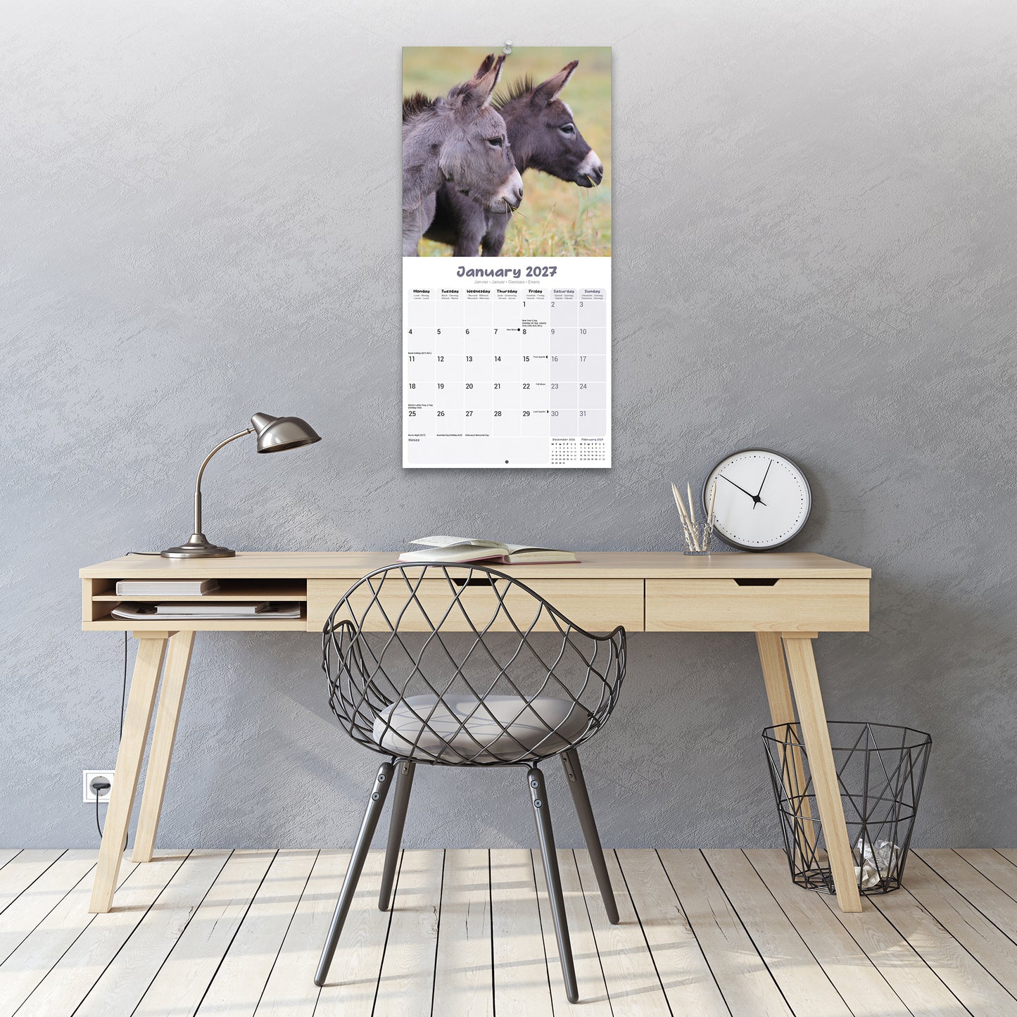 Donkeys Wall Calendar 2027