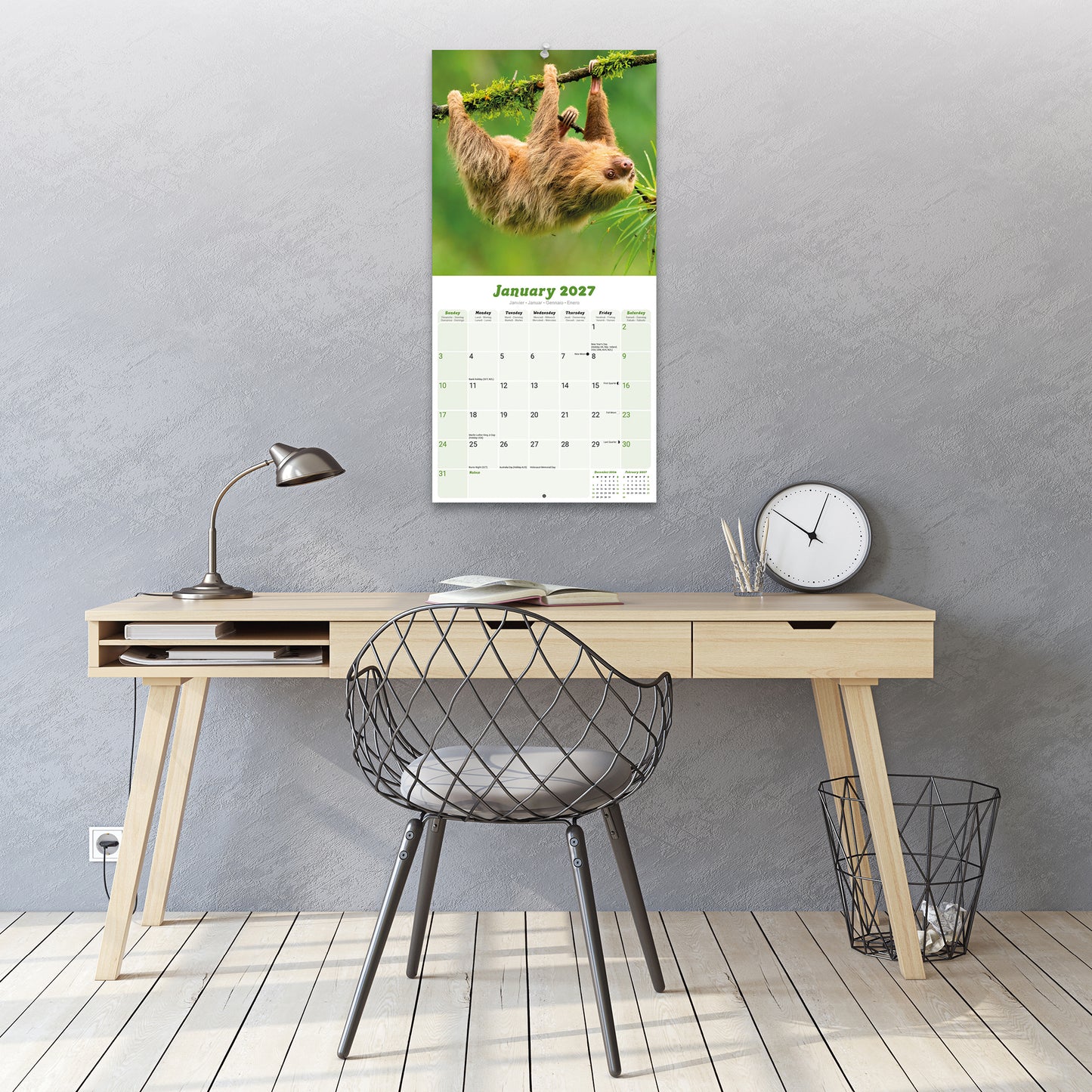 Sloths Wall Calendar 2027