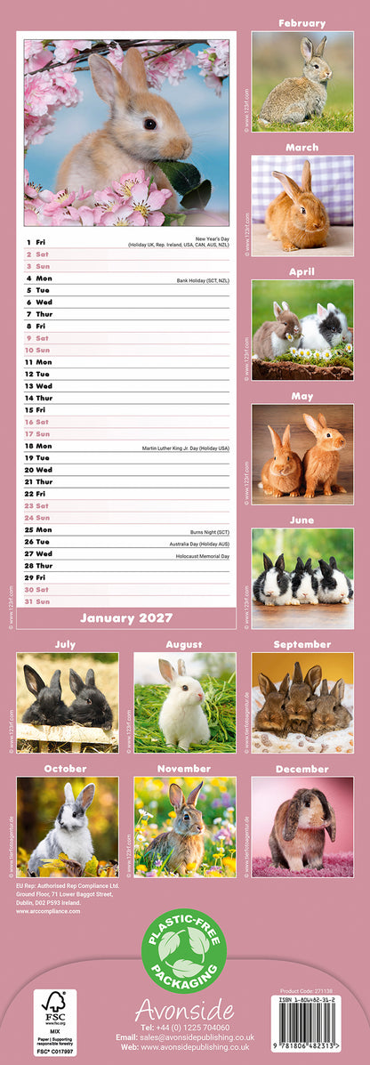 Rabbits Slim Calendar 2027