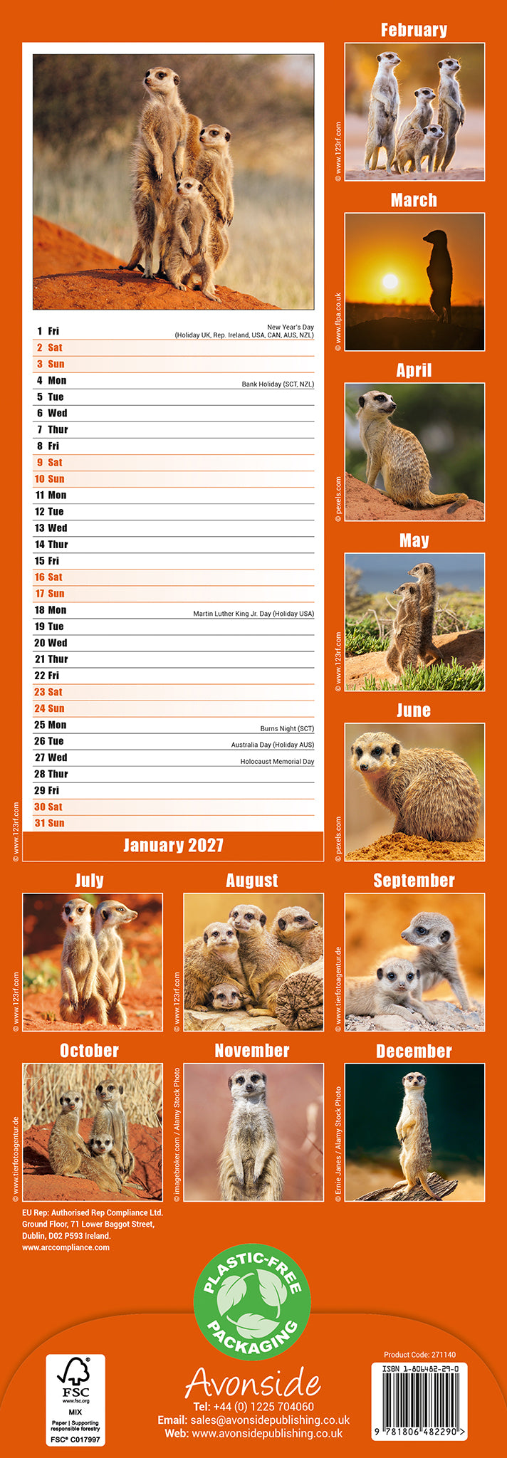 Meerkats Slim Calendar 2027
