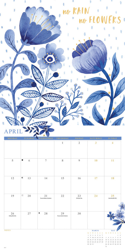 China Blue, Orchard Design Wall Calendar 2027