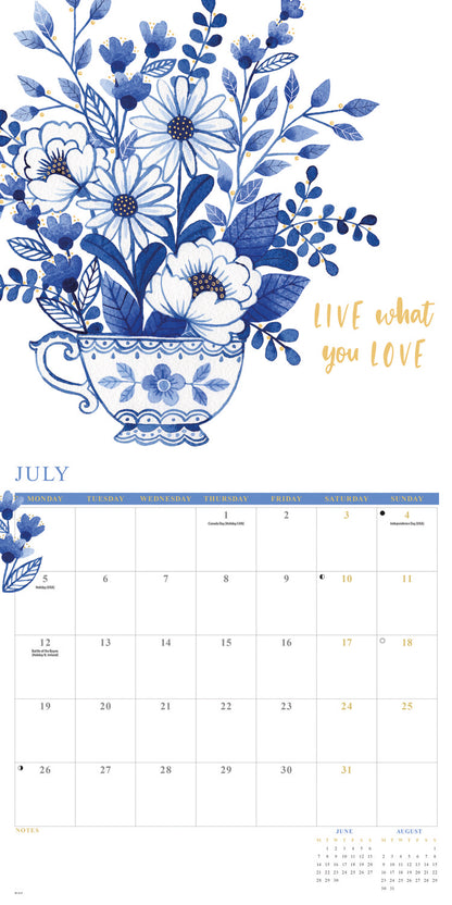 China Blue, Orchard Design Wall Calendar 2027