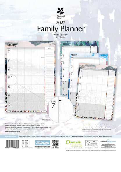 National Trust W Planner A3 Calendar 2027
