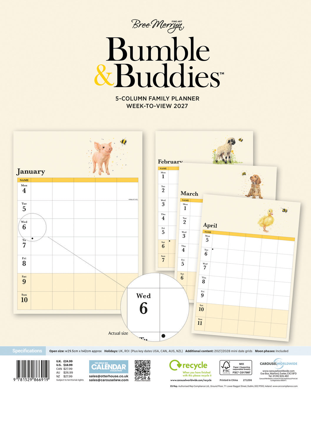Bree Merryn Week-To-View Planner A3 Calendar 2027