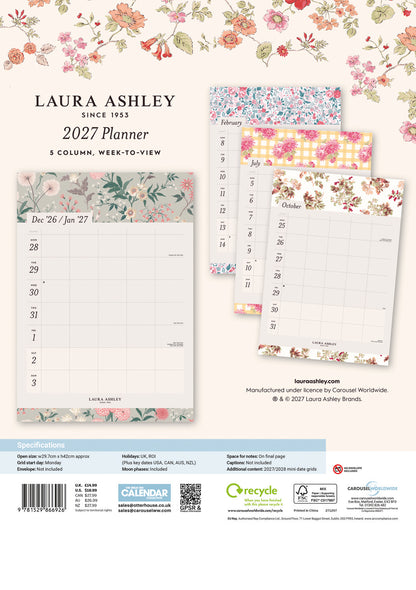 Laura Ashley Week-To-View Planner A3 Calendar 2027