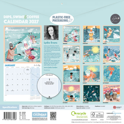 Dips, Swims & Coffee Wall Calendar 2027