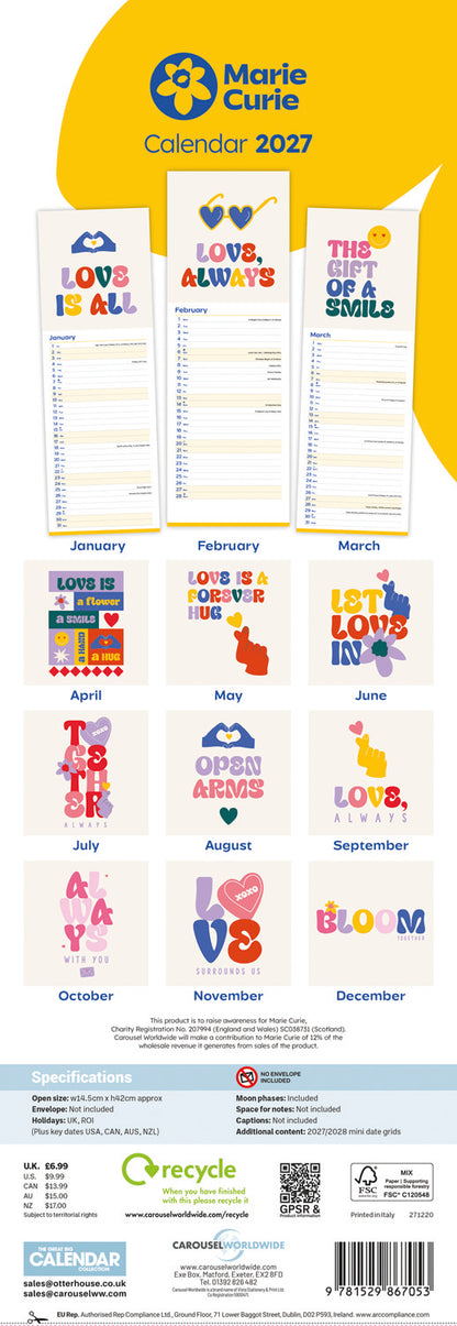 Marie Curie Slim Calendar 2027
