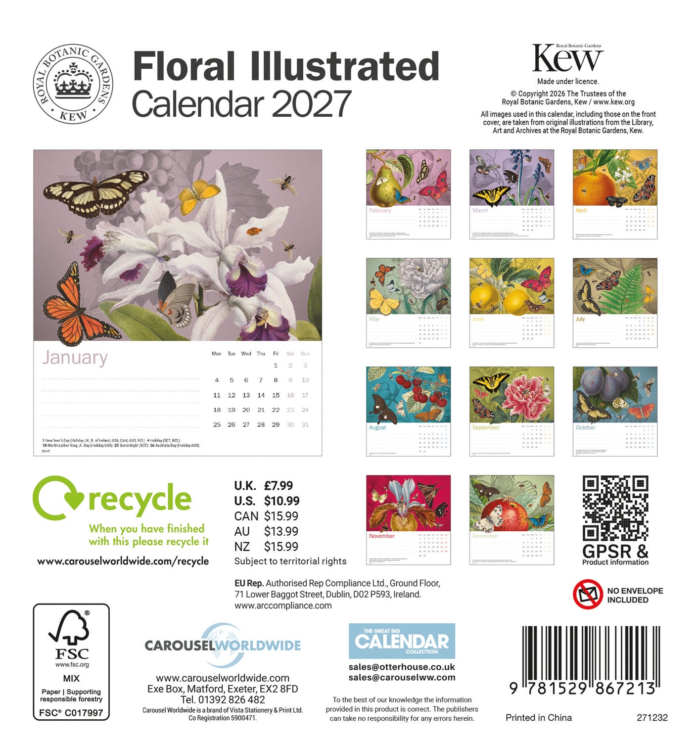 Royal Botanic Gardens Kew Easel Calendar 2027